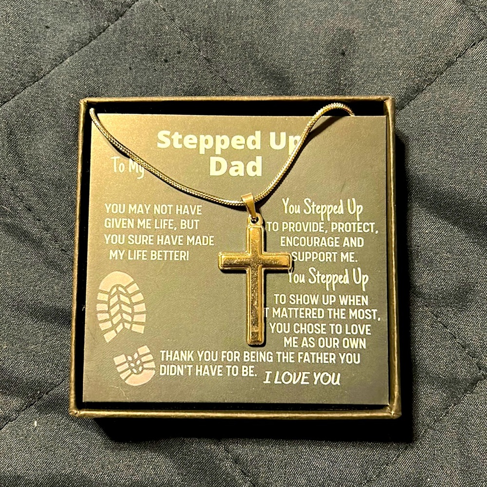 NIB Stepdad Cross Necklace